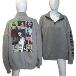 Taylor Swift The Eras Tour Quarter Zip Sweatshirt – Gray – Size XL